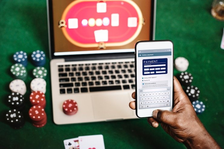 Antarmuka permainan Blackjack bimahoki di perangkat mobile menampilkan meja permainan, tombol keputusan, dan saldo akun secara jelas